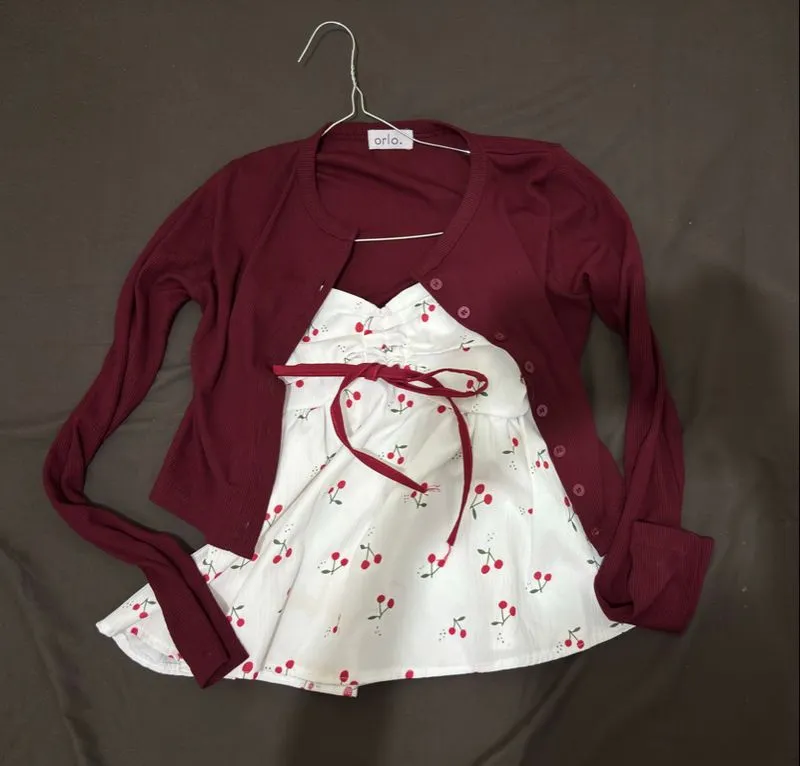 cardi orlo + top cherry photo 1