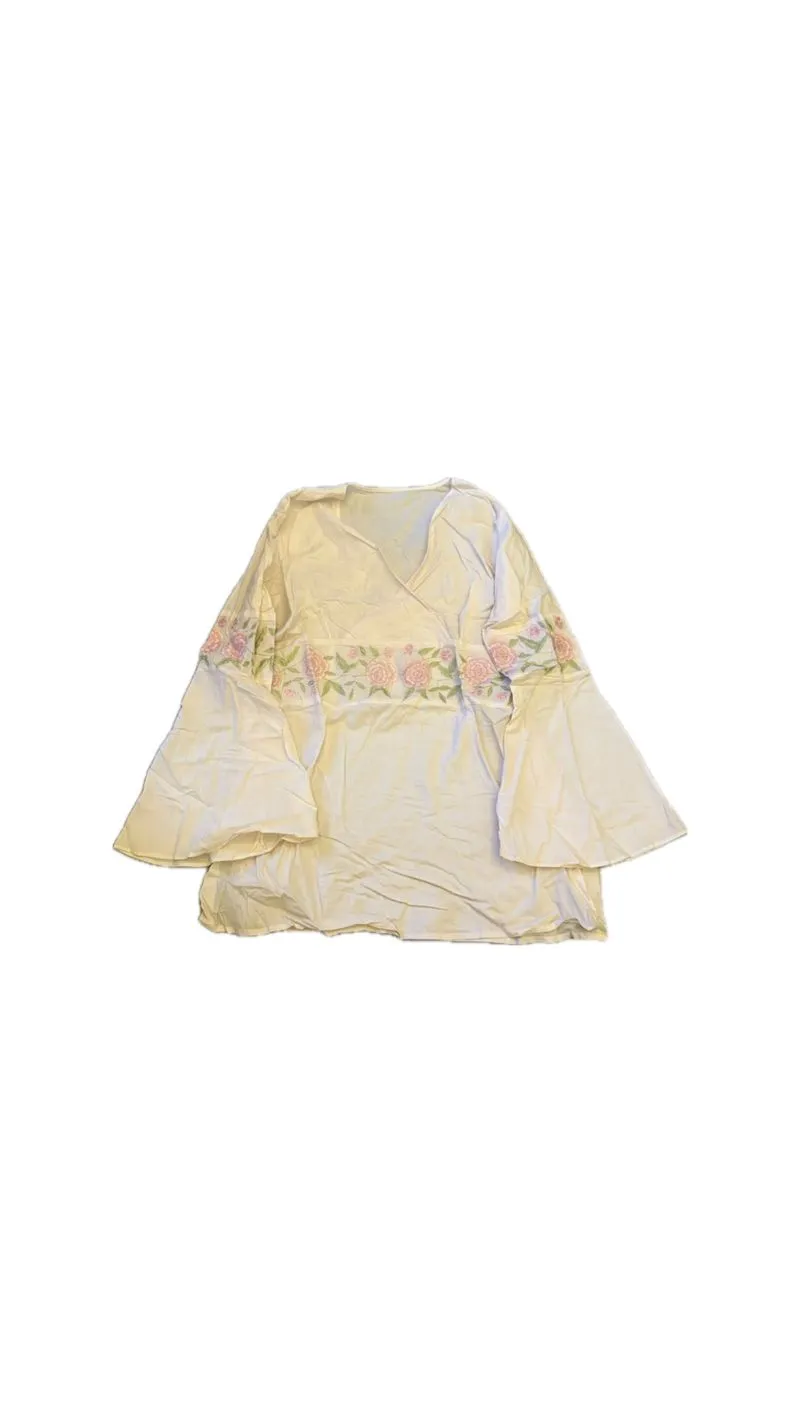  white cotton tunic features floral embroidery y2k photo 1