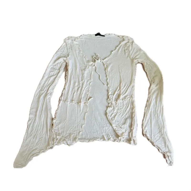 lightweight cardigan, features delicate ruffle trim y2k photo 1