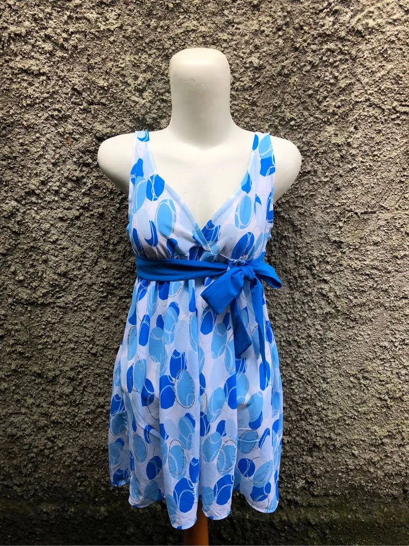 blue front tie mini dress/dress over jeans summer y2k dress photo 1