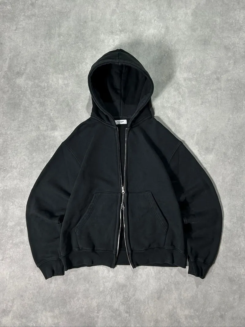 not ashamed - heavy weight double zipper boxy blank black photo 1