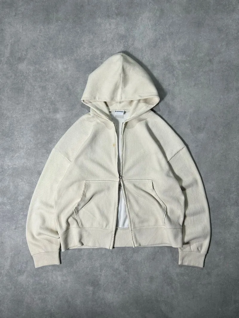 selfie lab co - wafle double zipper boxy blank cream photo 1