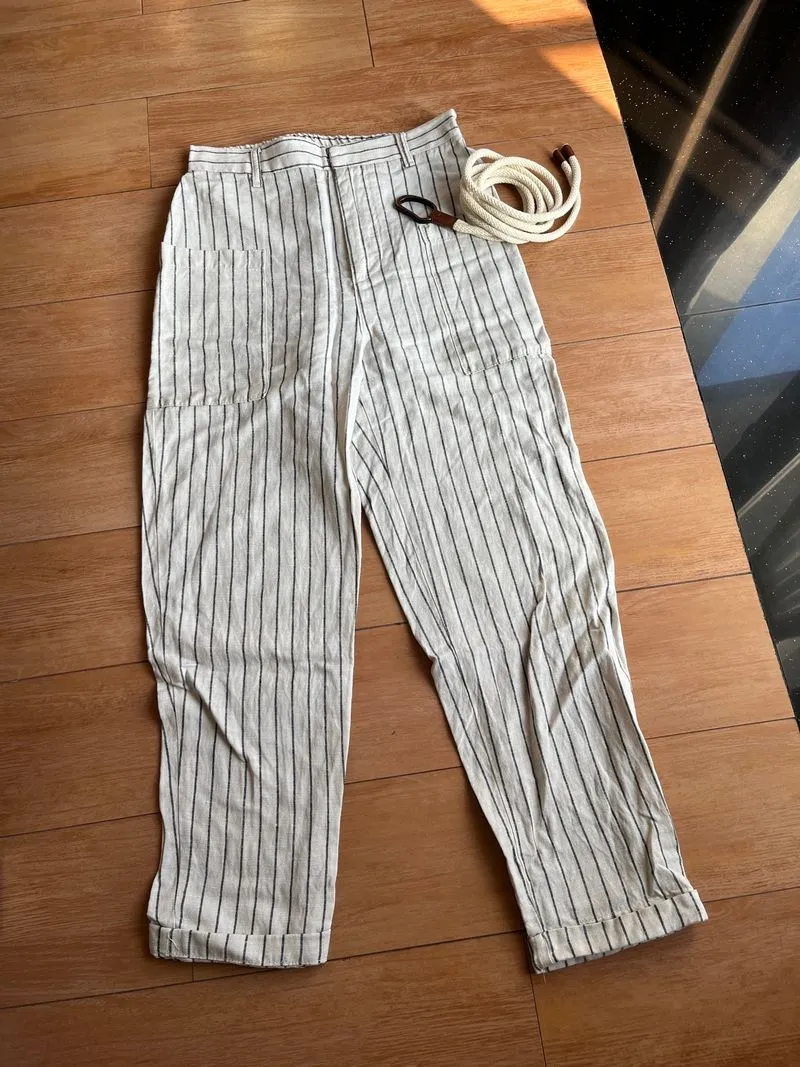 Pull&Bear Striped Pants with Belt photo 1