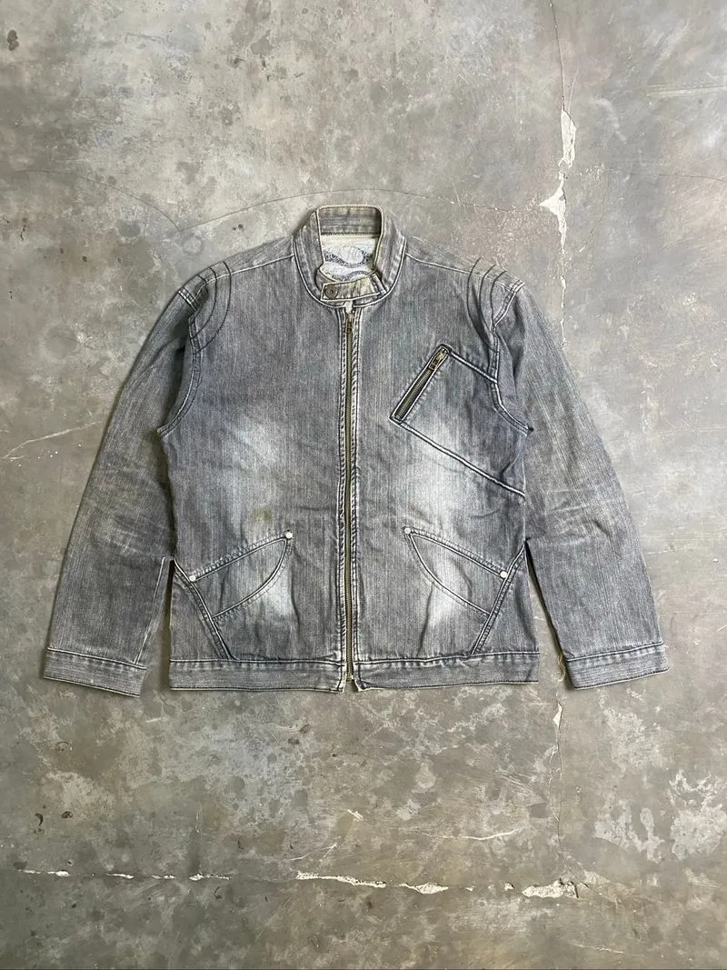 vintage denim jacket racing biker y2k shanghai photo 1