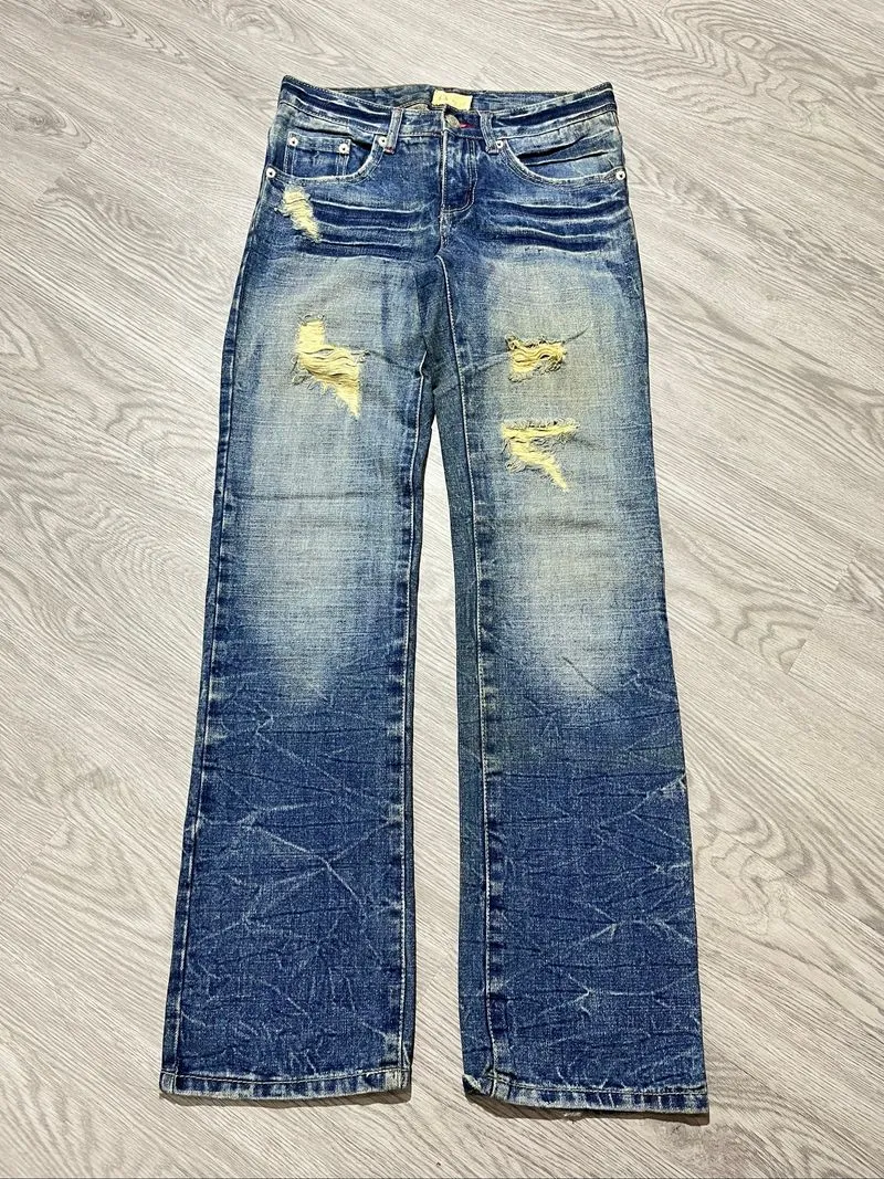 2000s Star R Distressed Ripped Lgb Punk Style Pants Jeans photo 1