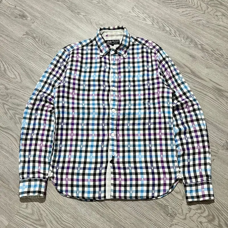 2000s Beams Heart Skull Punk Logo Aop Plaid Shirt Button Up photo 1