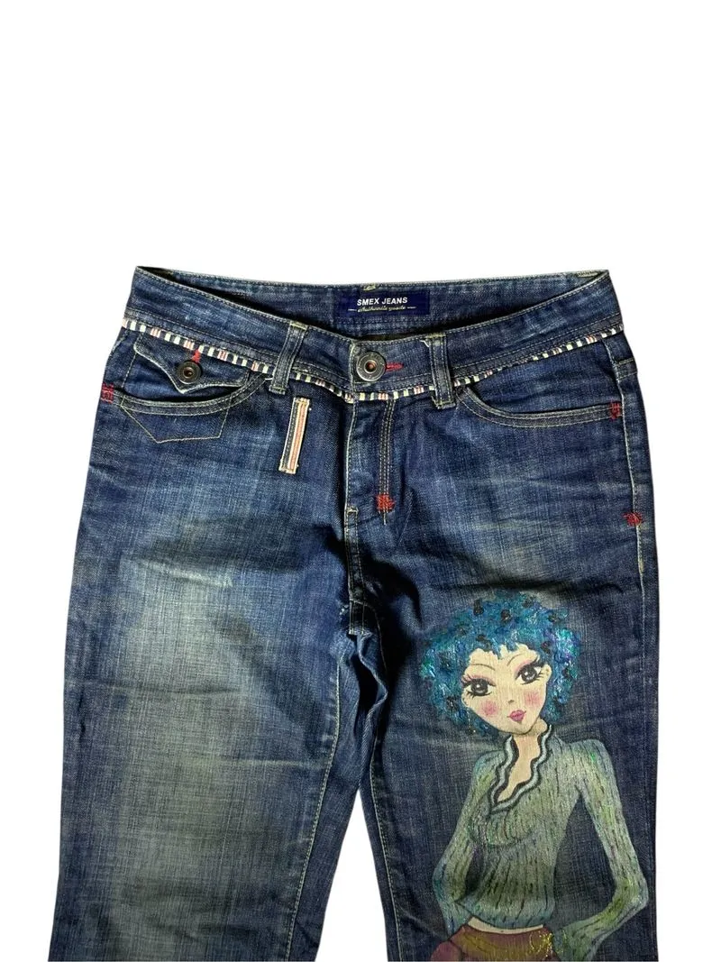 Smex jeans graphic & back pockets detail flare jeans  photo 1