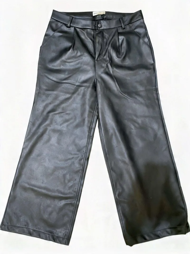 Preloved Leather Pants Highwaist Kulot Hitam photo 1