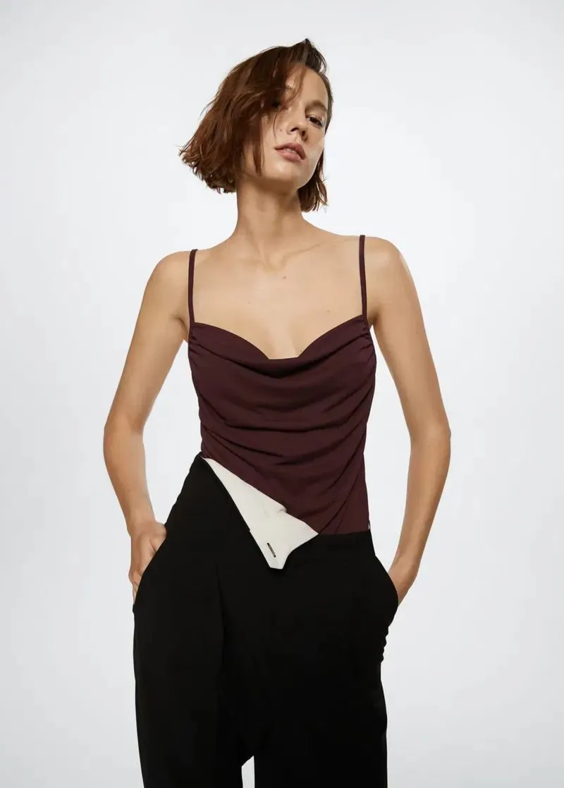 mango draped neckline top photo 1