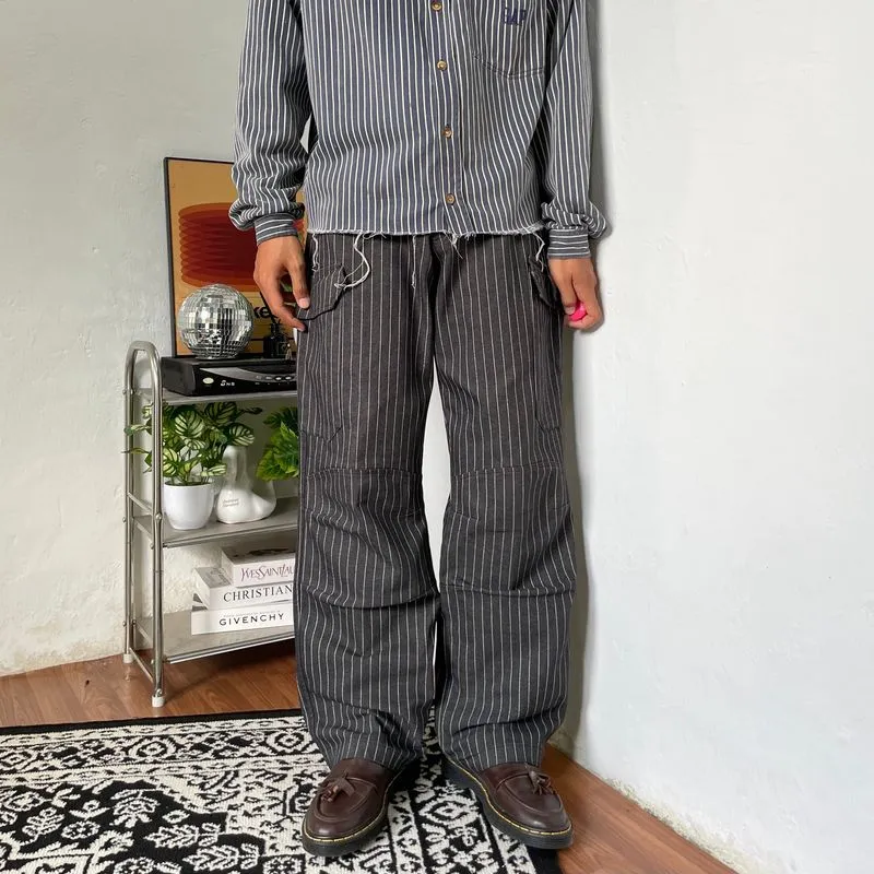 Men’s Striped denim cargo pants Baggy photo 1