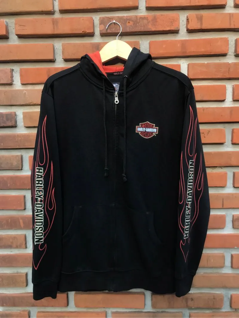 Zip Hoodie Harley Davidson Flames Bar & Shield M photo 1