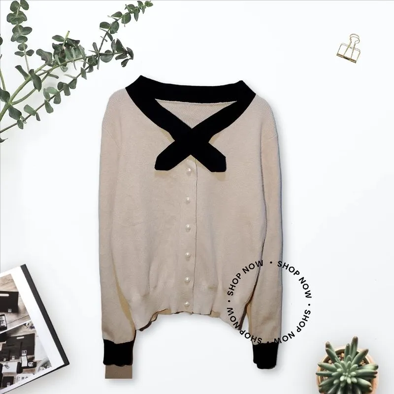 Coquette Cardigan Wanita tan photo 1