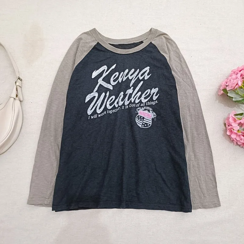 Kaos Raglan Kenya Weather Navy Abu Lengan Panjang | Japanese photo 1