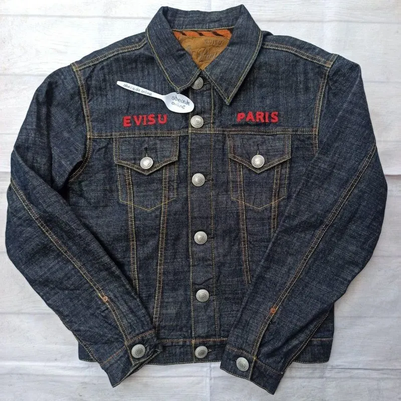 EVISU PARIS 1749 selvedge lining tiger pattern denim jacket photo 1