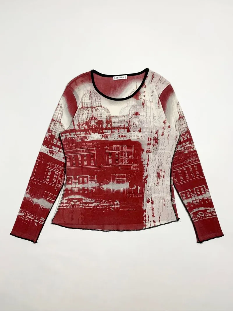Y2k DJK Mesh Top Graphic City 00s photo 1