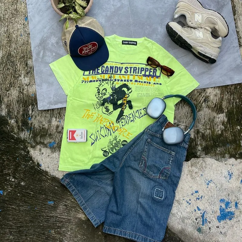Grunge Indie T-shirt Pria green photo 1