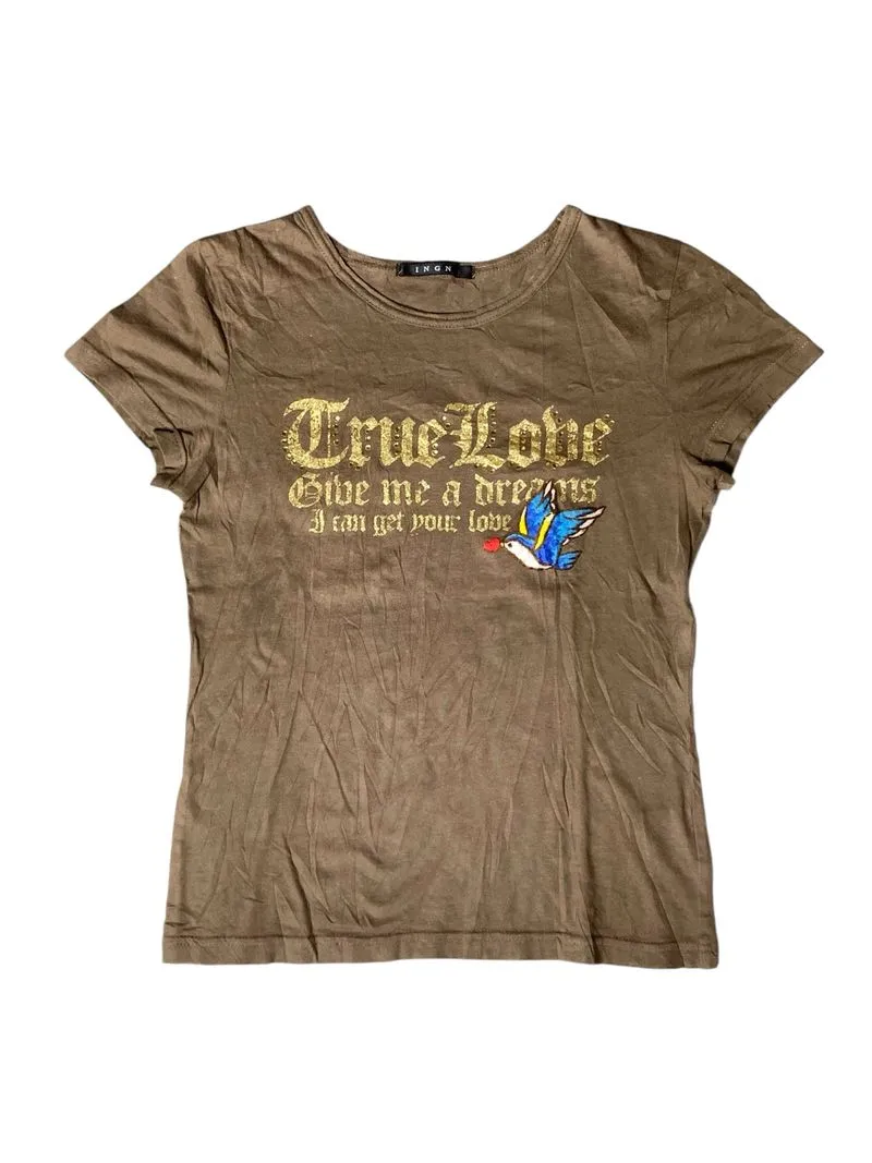 Ingni poem graphic with embroidery & beads detail t shirt  photo 1