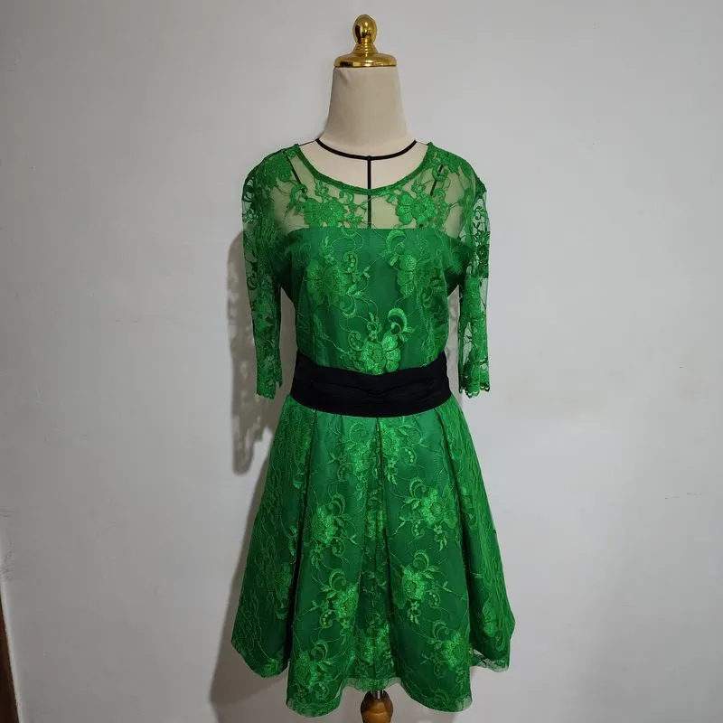Minimalist Casual dress Wanita green photo 1