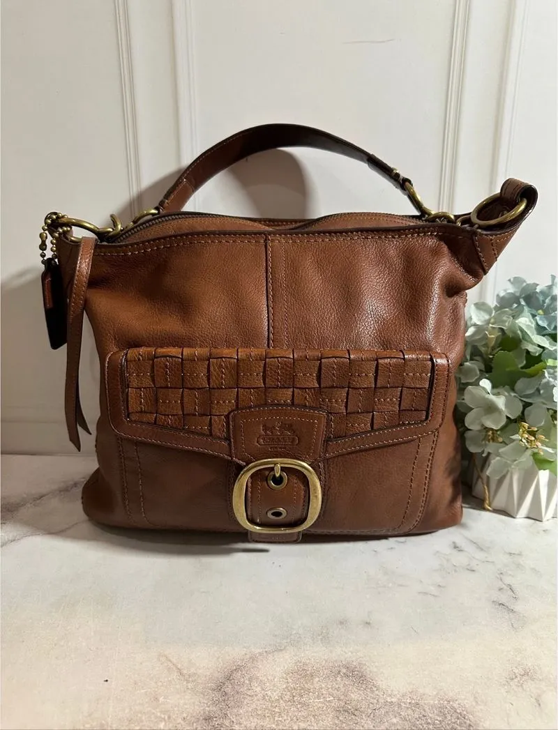 Coach Bleecker Woven Pocket Hobo Brown photo 1