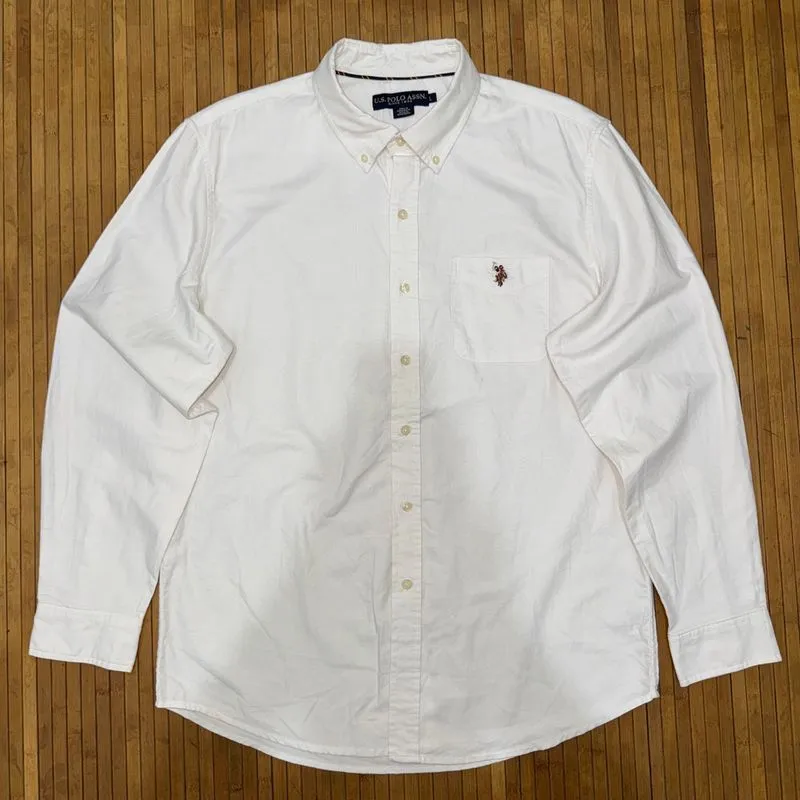 U.S. POLO ASSN SLIM FIT WHITE BUTTON DOWN LONG SLEEVE OXFORD photo 1