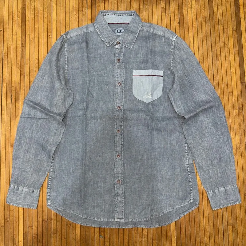 CP COMPANY SLIM FIT TIE DYE LONG SLEEVE LINEN SHIRT photo 1