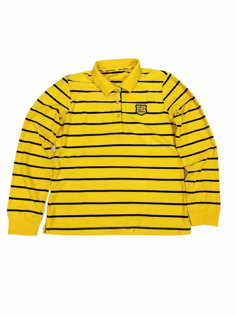 Boxy Yellow striped longsleeve Polo shirt Greg Norman photo 1