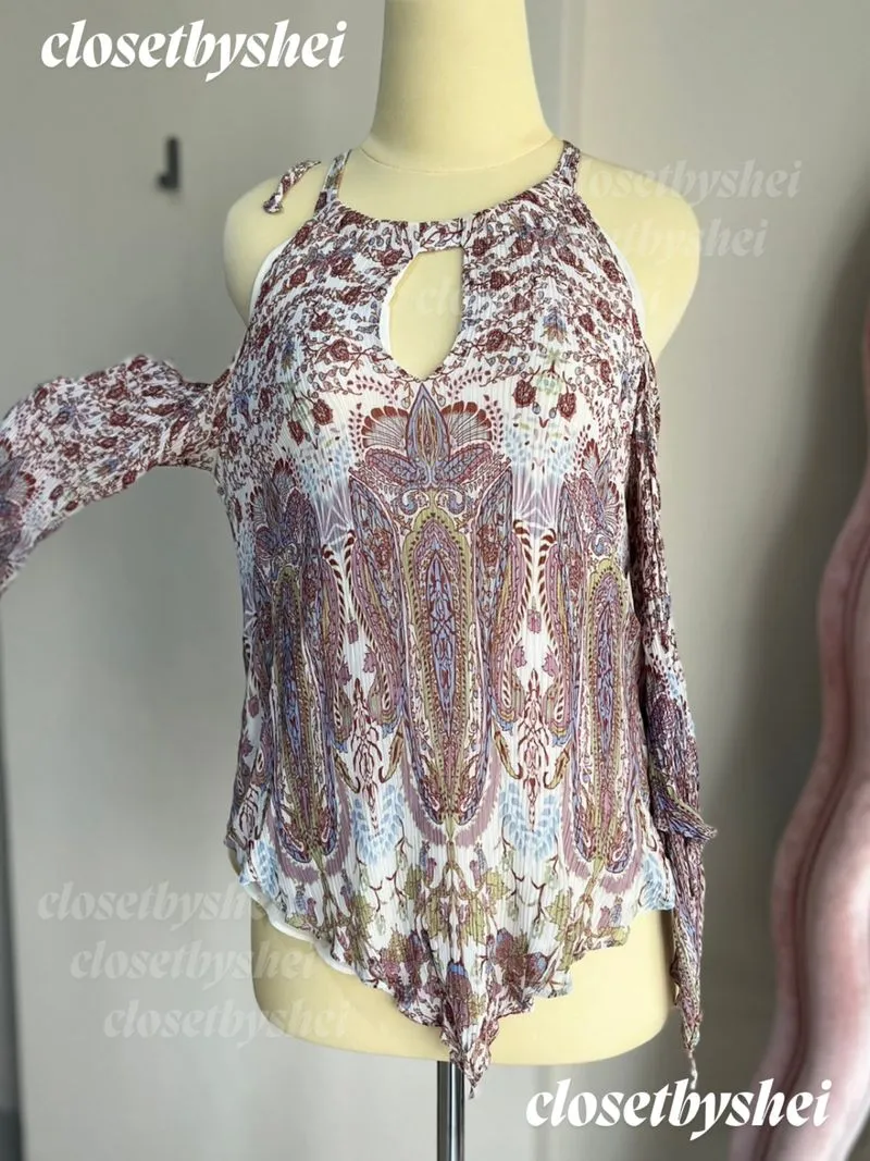 BCBG MAXAZRIA cold off shoulder top halter neck y2k photo 1