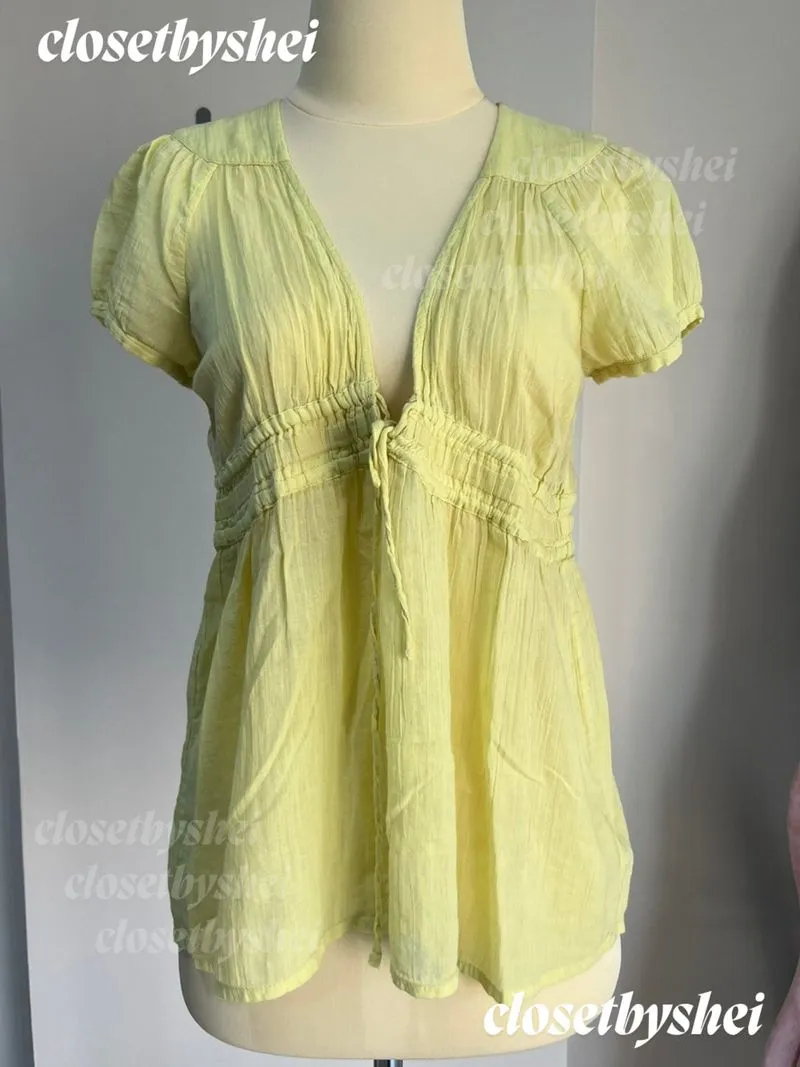 French Connection sheer top blouse front tie y2k photo 1