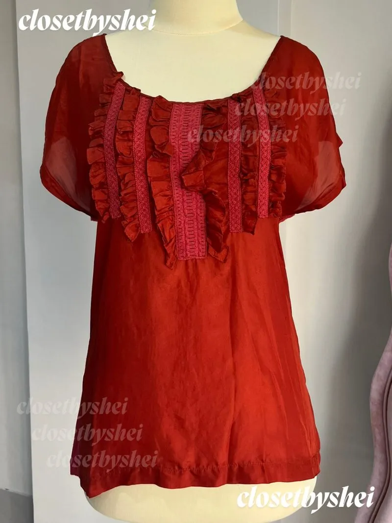 Massimo Dutti frill ruffle blouse office y2k photo 1
