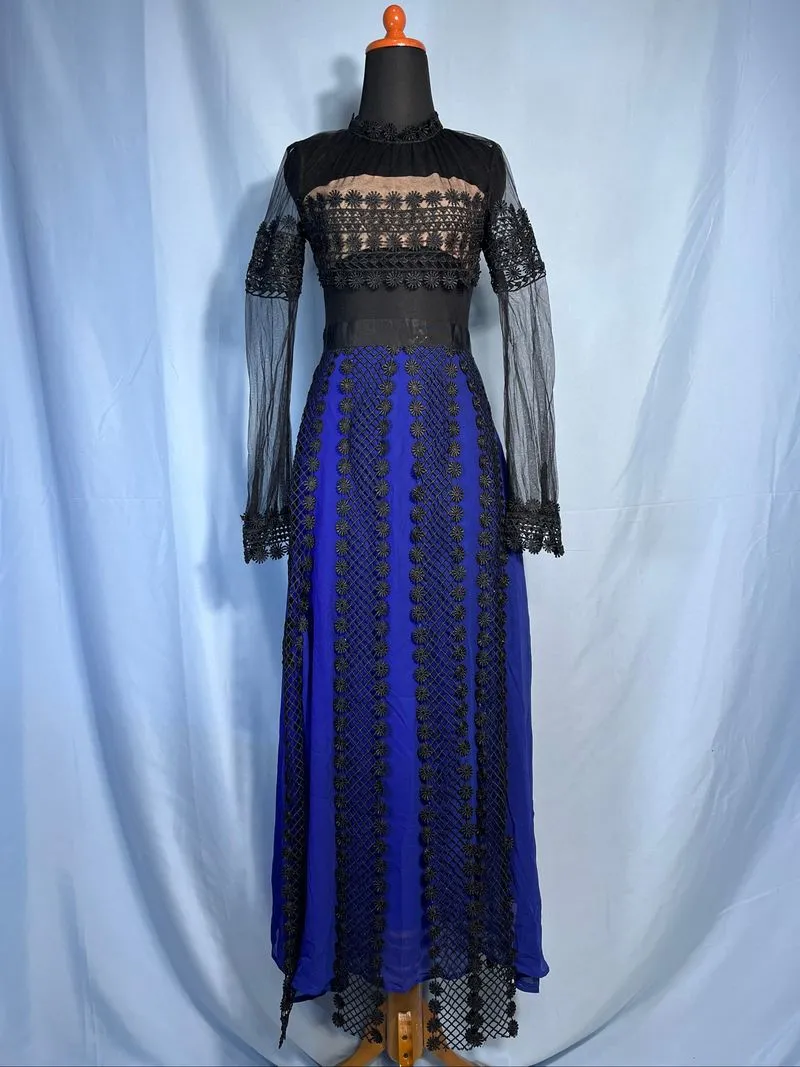 Gothic Formal Maxi Dress dalam kombinasi warna Royal Blue (b photo 1