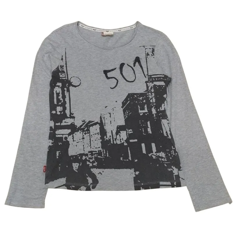LEVIS 501 GRAY LONG SLEEVE T-SHIRT | KAOS LENGAN PANJANG | B photo 1