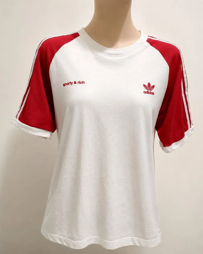 Adidas x Sporty & Rich Raglan Tee Original White Red photo 1