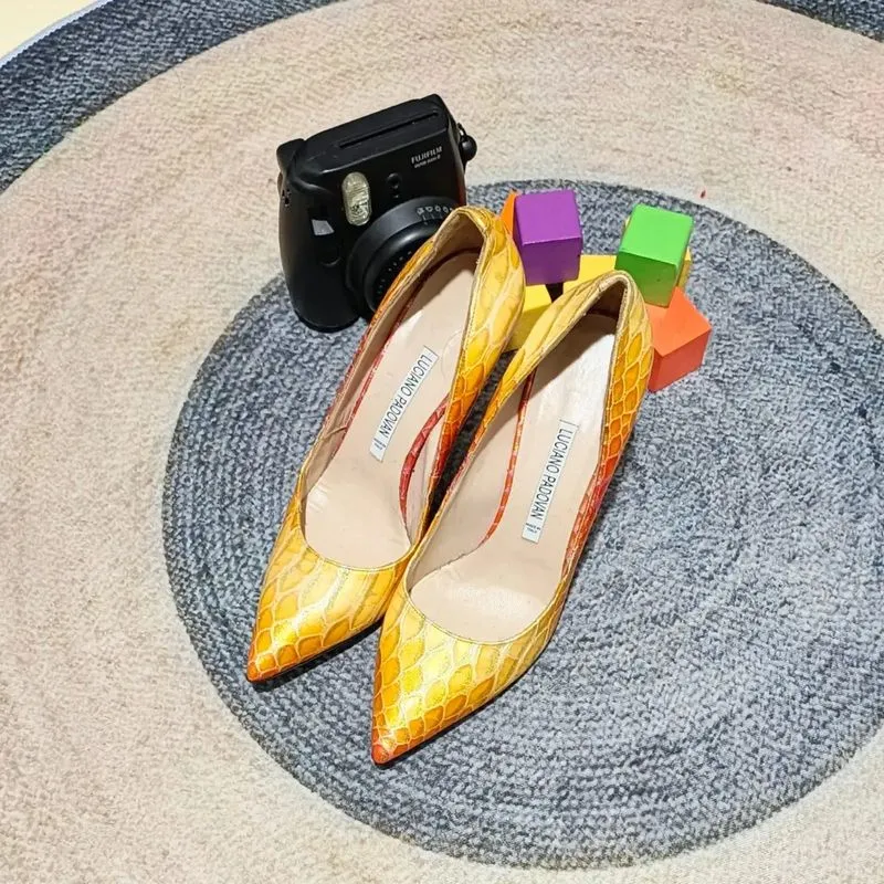Luciano Padovan Multicolor Snake Embossed Heels Original  photo 1