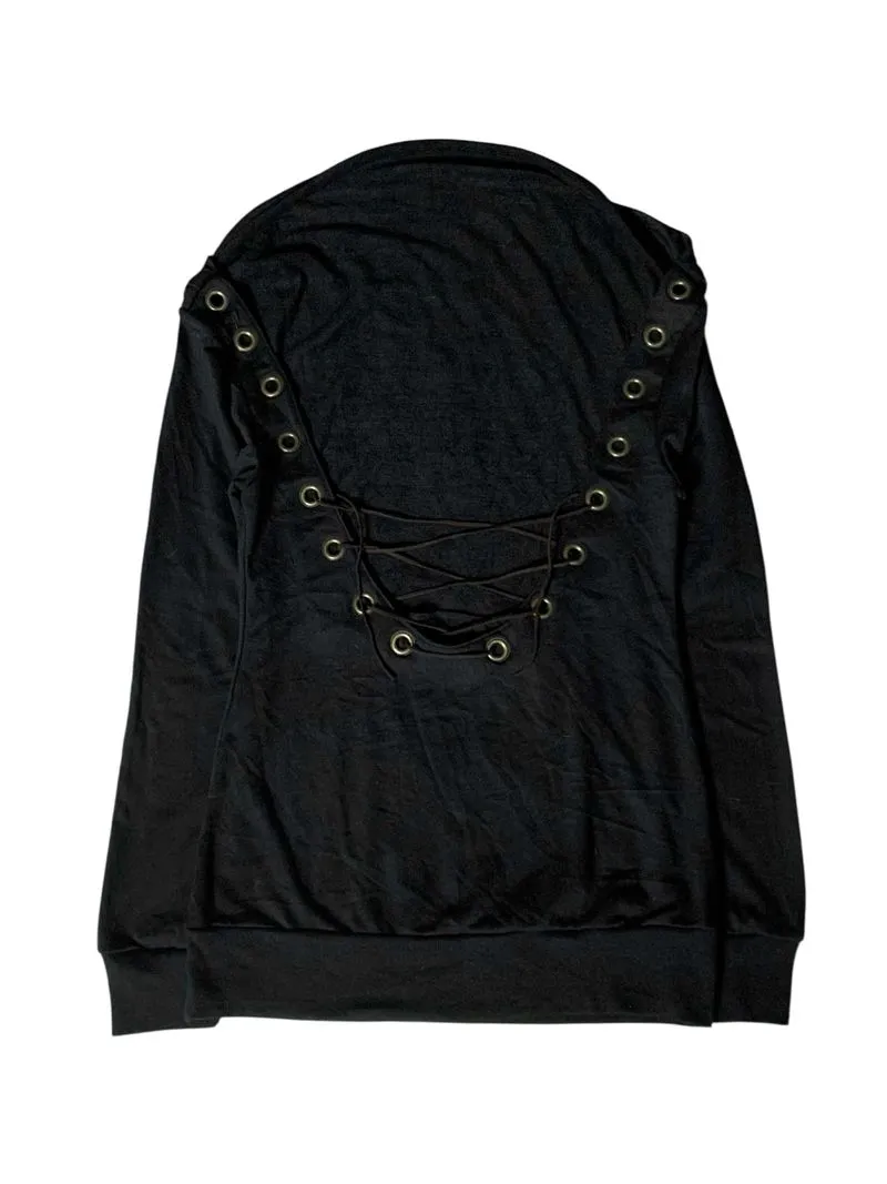 Diamond lag lace up drape long sleeve t shirt  photo 1