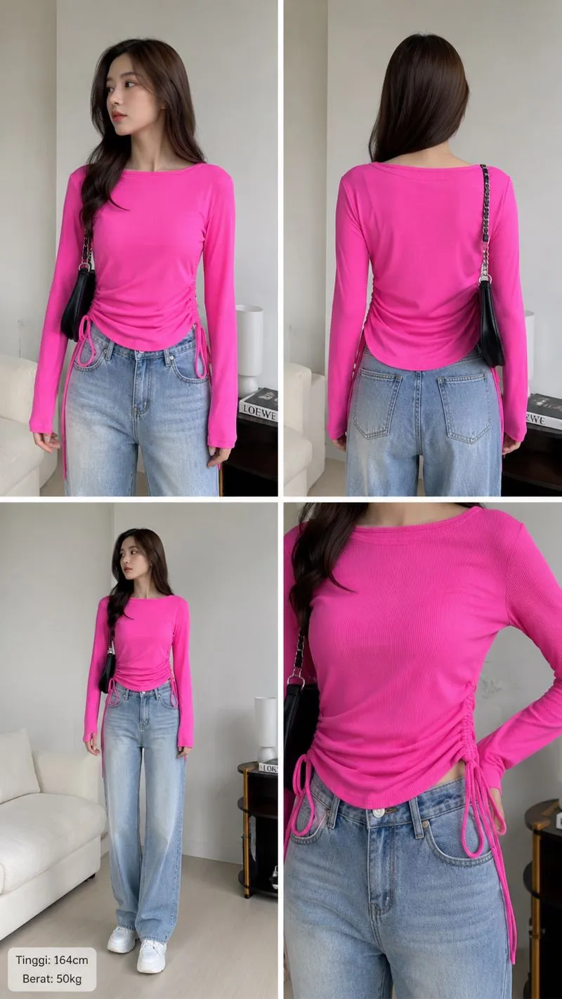 TOP Blouse rib knit pinky photo 1