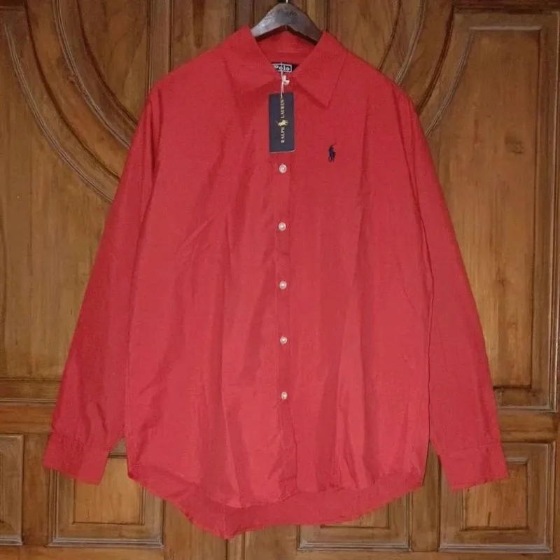 RALPH LAUREN Kemeja Lengan Panjang Wanita Merah Size XL photo 1