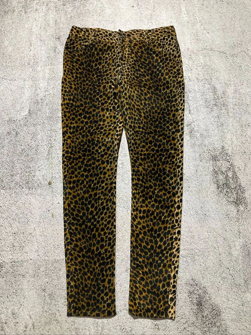 2000s Loaf Leopard Motif Waxed Slim Fit Pants Lgb Style photo 1