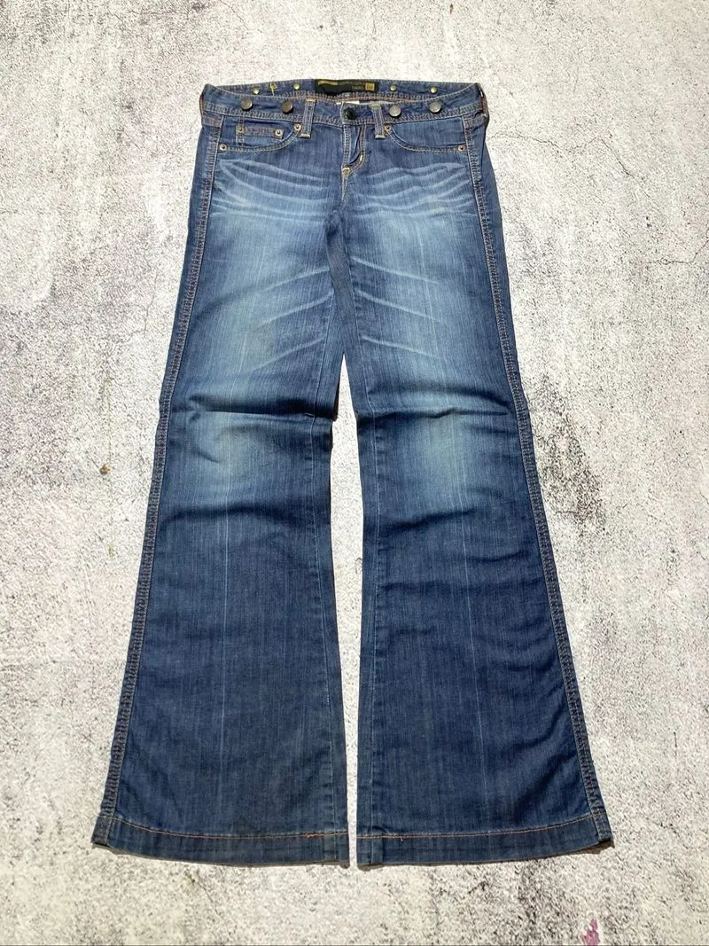 🇯🇵 2000s Gap Multi Button Flared Bootcut Faded Jeans Blue photo 1