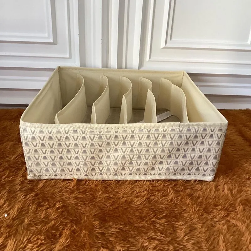 U-Living Storage Box cream dengan motif geometris abu-abu photo 1