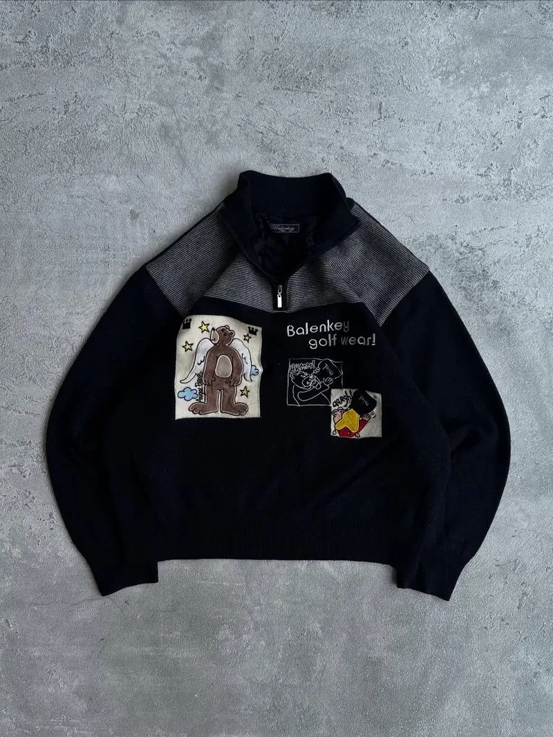 Balenkey knitwear vintage graphic half zipper  photo 1