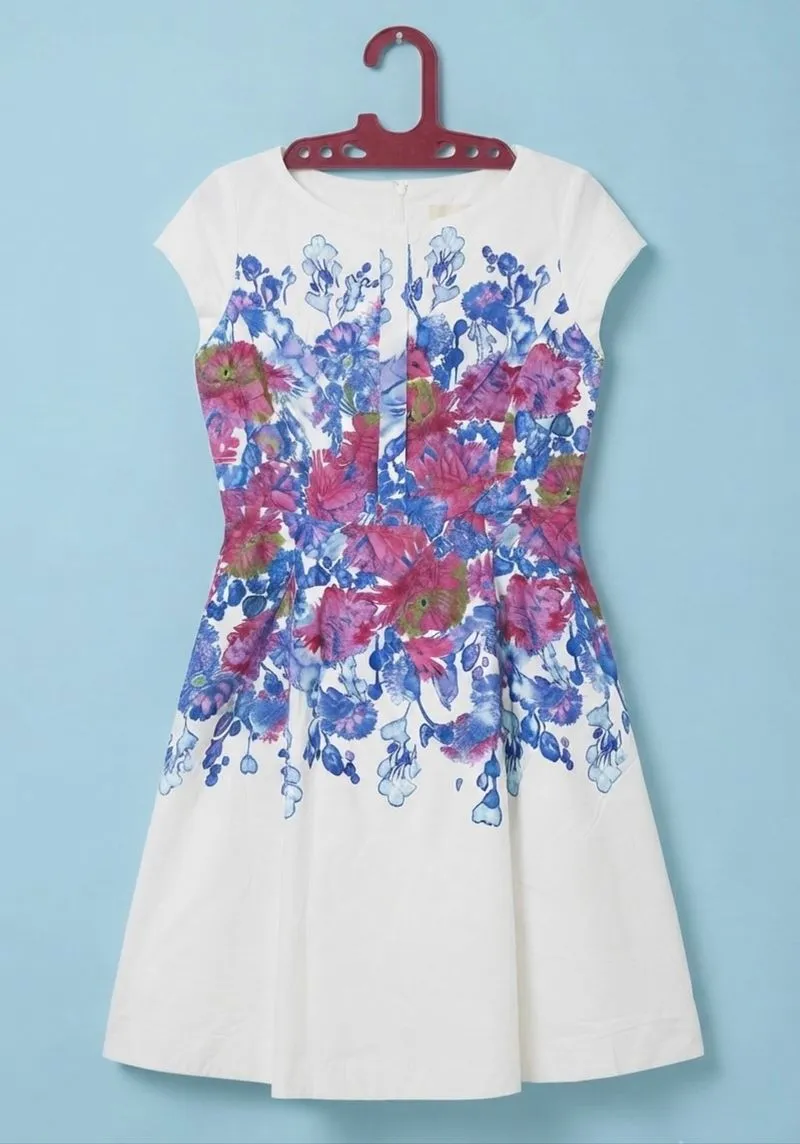 MINIMAL GOLD White Floral Print Dress Preloved photo 1
