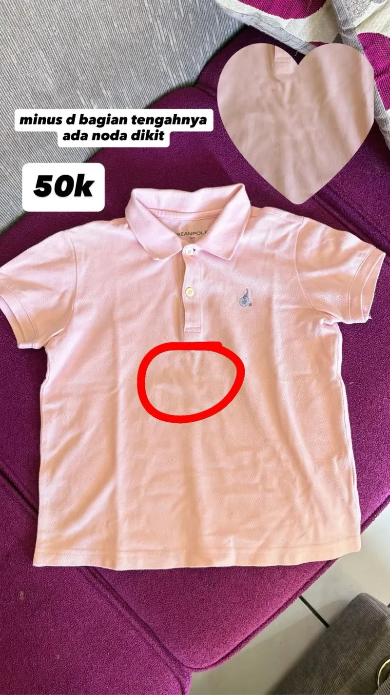 kaos blouse kemeja kerah ala polo top pink photo 1