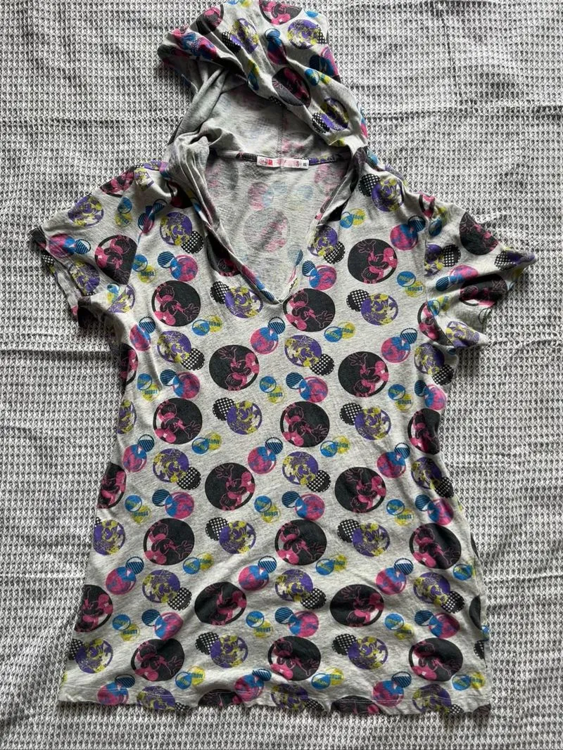 UNIQLOxDisney grey mickey mouse polkadot graphic hoodie y2k photo 1
