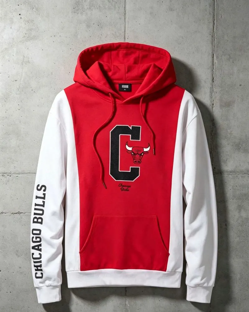 HOODIE CHICAGO BULSS RARE ITEM ART BORDIR LENGAN SPELLOUT SA photo 1