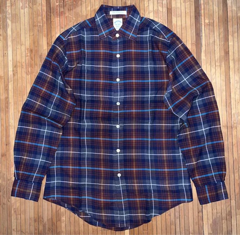 BROOKS & BROTHER CASUAL WOVEN FABRIC TARTAN GINGHAM LONG SLE photo 1