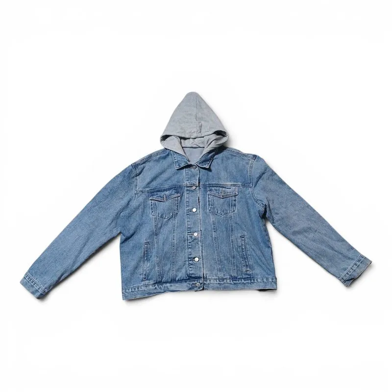 Jaket Denim Hoodie / Jaket Jeans Kupluk Abu-Abu (Casual) photo 1