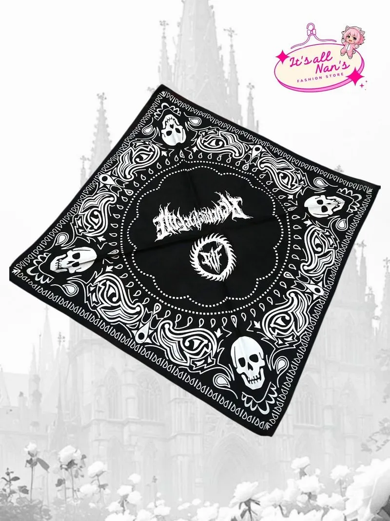 skull scarf 50x50 y2k alt goth grunge emo punk photo 1
