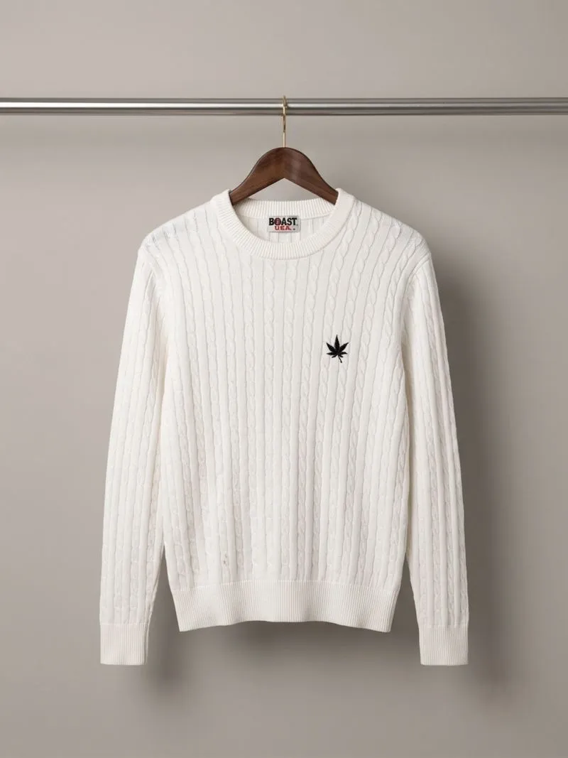 Sweater Boast USA Cableknit Rajut Kepang White photo 1