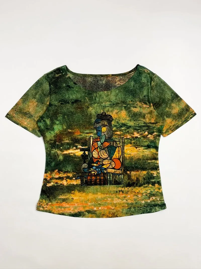 Y2k Mesh Tee Multicolor Graphic photo 1