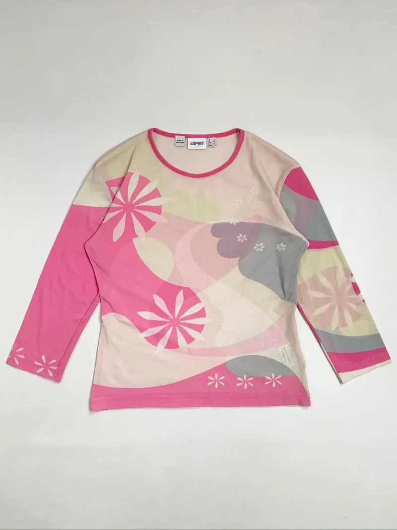 Y2k Esprit Mesh Top Flower Graphic 00s photo 1
